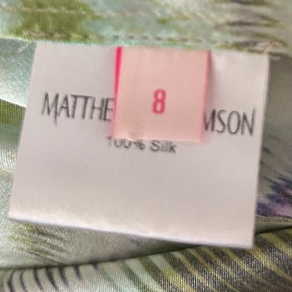 Matthew Williamson 100% Silk Shift Dress Women's 8 Abstract Nature Ombre Fall - Picture 6 of 8